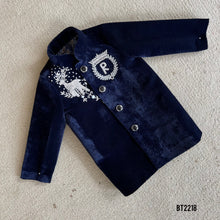 Load image into Gallery viewer, BT2218 Navy Velvet Stylish Boys Party Wear Jodhpuri with Deer Embroidery 🦌✨
