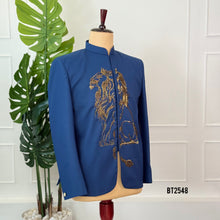 Load image into Gallery viewer, BT2548 Royal Blue Lion Embroidered Designer Coat for Dad