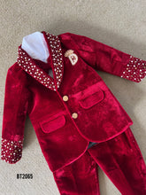 Load image into Gallery viewer, BT2065 Royal Red Velvet Party Wear Suit for Your Little Boys 👑❤️