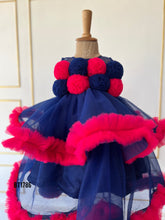 Load image into Gallery viewer, BT1786 Enchanted Evening - Navy & Fuchsia Baby Party Dress