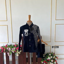 Load image into Gallery viewer, BT2299 ✨ Majestic Royal Blue Velvet Suit – A Regal Look for Your Little Prince! 👑💙