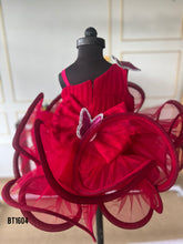 Load image into Gallery viewer, BT1604 Crimson Butterfly Dress – Flutters of Fancy for Festive Fun!