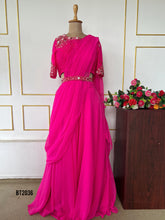 Load image into Gallery viewer, BT2036 Glamorous Fuchsia Saree Gown for Moms 💖✨
