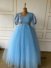 Load image into Gallery viewer, BT1948 Elegant Blue Mom and Baby Matching Dresses