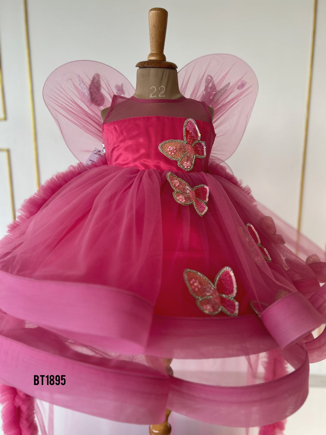 BT1895 Fuchsia Flutter Party Gown - Wings of Whimsy