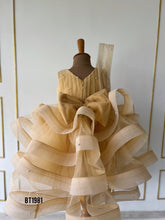 Load image into Gallery viewer, BT1981 Golden Whirl: A Glamorous Dress for Little Fashionistas