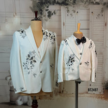 Load image into Gallery viewer, BT2497 White Embroidered Dad-Son Combo Blazer Set | Royal Family Party Wear Outfit