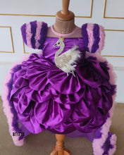 Load image into Gallery viewer, BT1778 Royal Ruffles Majestic Purple Peacock Party Dress