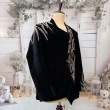 Load image into Gallery viewer, BT2598 - Men’s Royal Black Velvet Asymmetrical Indo-Western Blazer