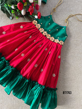 Load image into Gallery viewer, BT1763 Emerald and Ruby Floral Gala Ethnic Party Dress