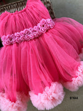 Load image into Gallery viewer, BT1644 Rosette Ribbon Pink Pompom Party Gown for Little Ones
