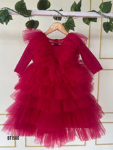 Load image into Gallery viewer, BT1580 Ruby Glow Party Dress - Warm Elegance for Chilly Evenings