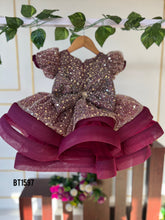 Load image into Gallery viewer, BT1597 Burgundy Bliss Sparkle Elegance Party Dress