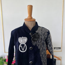 Load image into Gallery viewer, BT2299 ✨ Majestic Royal Blue Velvet Suit – A Regal Look for Your Little Prince! 👑💙