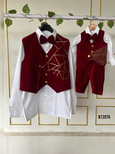 Load image into Gallery viewer, BT2076 🎩 Dapper Dreams: Red Velvet Junior’s Party Wear For Boys 🎈