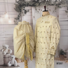 Load image into Gallery viewer, BT2517 Premium Father Son Sherwani Combo – Ivory & Olive Gold