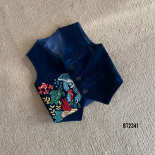 Load image into Gallery viewer, BT2341 Royal Navy Blue 3pc Baby Boy Party Wear Set with Embroidery – Jacket, Waistcoat & Pant ✨