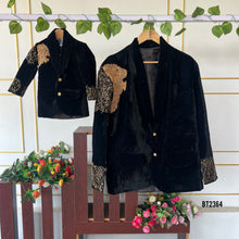 Load image into Gallery viewer, BT2364 Black Velvet Lion Embroidered Dad-Son Combo – Royal Party Wear Outfits