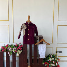 Load image into Gallery viewer, BT2308 🦁 The Majestic King & Prince Combo – Velvet Sherwani Set 👑