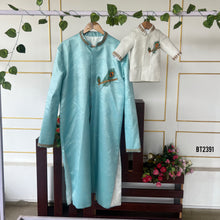 Load image into Gallery viewer, BT2391 Father-Son Matching Kurta Set with Peacock Feather Embroidery – Traditional Wedding & Festive Outfit