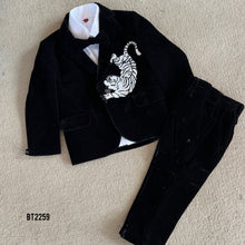 Load image into Gallery viewer, BT2259 🐅✨ Roaring Royalty – Black Velvet Tiger Suit for Stylish Little Kings 👑