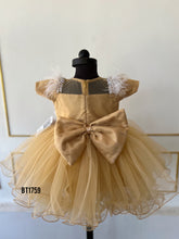 Load image into Gallery viewer, BT1759 Golden Elegance Embroidered Baby Party Dress - Regal Gold Collection"