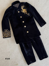 Load image into Gallery viewer, BT2219 Black Velvet Baby Boy Party Wear Jacket with Golden Deer Embroidery 🦌✨