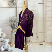 Load image into Gallery viewer, BT2536 Luxury Velvet Party Wear Blazer for Boys | Deep Purple Sequins Embellished Jacket | Premium Birthday & Event Outfit