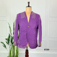 Load image into Gallery viewer, BT2501 Lavender Peacock Embroidered Dad Blazer | Royal Velvet Party & Wedding Outfit