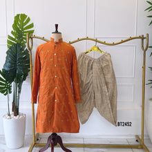 Load image into Gallery viewer, BT2452 Dad and Son Matching Rust Orange Kurta Set with Hand Embroidery