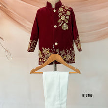 Load image into Gallery viewer, ❤️ BT2466 Regal Maroon Velvet Jodhpuri Suit for Baby Boys