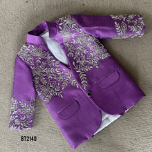 Load image into Gallery viewer, BT2140 Royal Purple Embroidered Party Wear Suit For Boys ✨👦