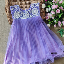 Load image into Gallery viewer, BT2257 💜✨ Lavender Dream – Elegant Pearl-Embroidered Party Dress for Your Little Princess 👑