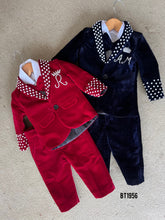 Load image into Gallery viewer, BT1956 Velvet Charm: A Dashing Velvet Party Wear Blazer for Little Boys