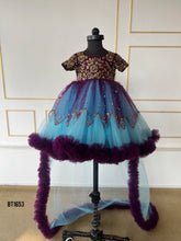 Load image into Gallery viewer, BT1653 Majestic Mosaic: Regal Purple and Enchanted Blue Mommy & Me Gowns