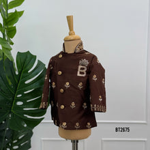 Load image into Gallery viewer, BT2675 Royal Chocolate Brown Embroidered Indo Western Sherwani for Dad Son