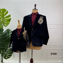 Load image into Gallery viewer, BT2692 Royal Dad & Son Lion Crest Velvet Blazer Combo