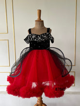 Load image into Gallery viewer, BT1945 Elegant Red and Black Baby Dress