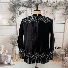 Load image into Gallery viewer, BT2606 Black Velvet Hand-Embroidered Jacket for Dad – Regal Party Wear