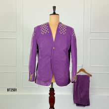 Load image into Gallery viewer, BT2501 Lavender Peacock Embroidered Dad Blazer | Royal Velvet Party & Wedding Outfit