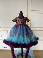 Load image into Gallery viewer, BT1653 Majestic Mosaic: Regal Purple and Enchanted Blue Mommy & Me Gowns