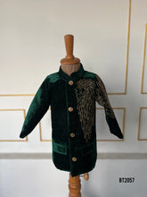 Load image into Gallery viewer, BT2057 🦁 Regal Lion Embroidered Velvet Sherwani for Boys 🦁