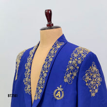 Load image into Gallery viewer, BT2561 Royal Blue Embroidered Velvet Blazer for Dad | Weddings & Family Events