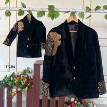Load image into Gallery viewer, BT2364 Black Velvet Lion Embroidered Dad-Son Combo – Royal Party Wear Outfits