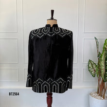 Load image into Gallery viewer, BT2564 Black Velvet Royal Geometric Sherwani