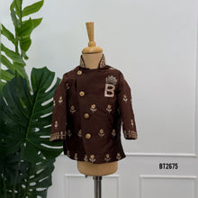 Load image into Gallery viewer, BT2675 Royal Chocolate Brown Embroidered Indo Western Sherwani for Dad Son