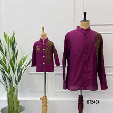 Load image into Gallery viewer, BT2434 Designer Baby Boy Magenta Blazer Set with Royal Hand Embroidery