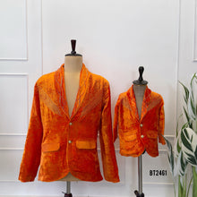 Load image into Gallery viewer, BT2461 Royal Velvet Designer Baby Boy Blazer with Diamond Line Embroidery ✨🧡