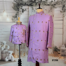 Load image into Gallery viewer, BT2506 Lavender Embroidered Dad Son Indo-Western Kurta | Custom Party Wear for Weddings & Family
