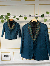Load image into Gallery viewer, BT2053 Elegant Emerald Dad & Junior Suit Set ✨🌿